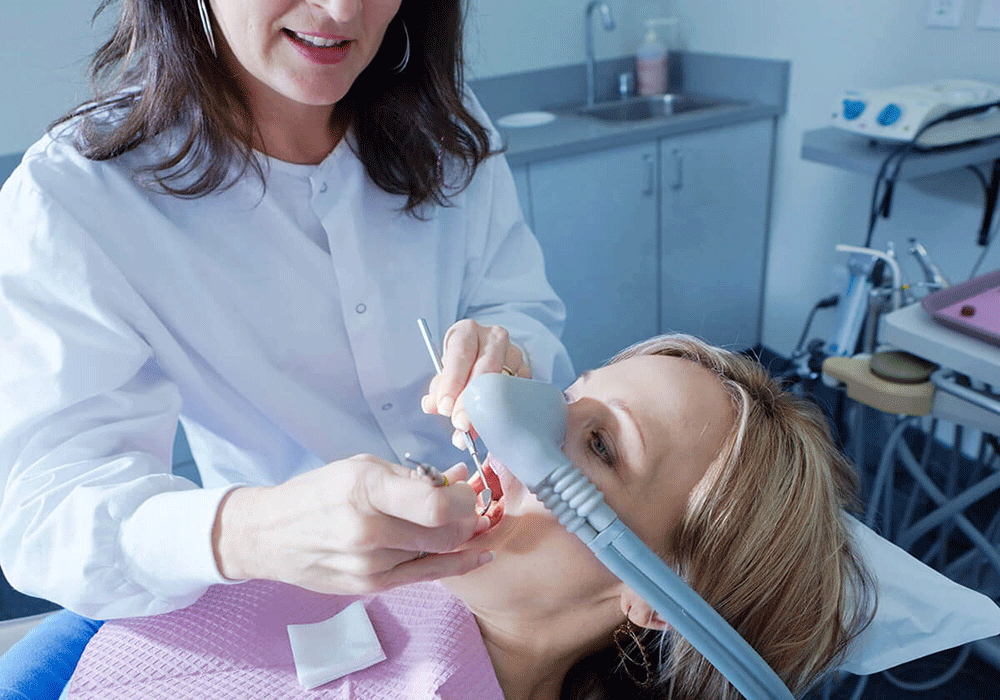 woman at the dentist under dental sedation